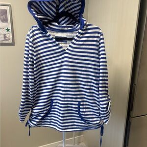 Marc New York Blue and White Striped Hooded Sweater